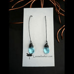 Blue faceted quartz with oxidized silver wire earrings